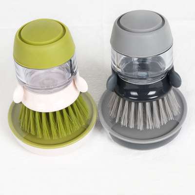 Push Button Release Washing Up Liquid Soap Dispensing Dish Brush